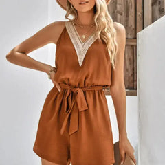 Women Sleeveless V-Neck Romper – Stylish Summer Romper - Femstylo