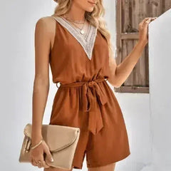 Women Sleeveless V-Neck Romper – Stylish Summer Romper - Femstylo