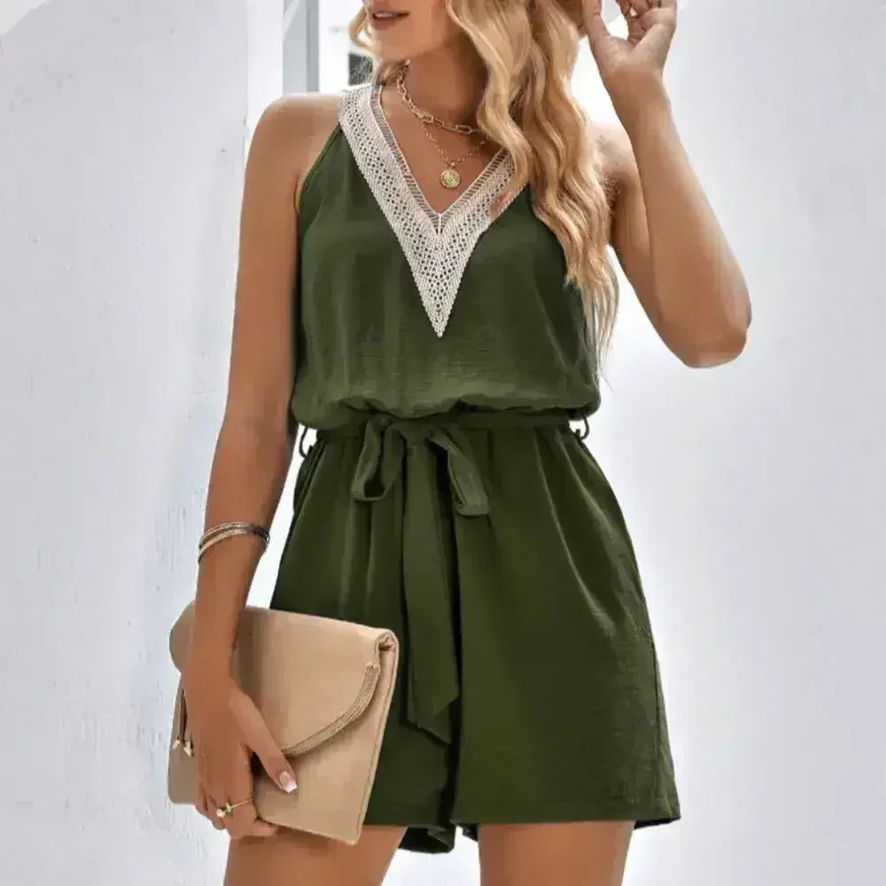 Women Sleeveless V-Neck Romper – Stylish Summer Romper - Femstylo
