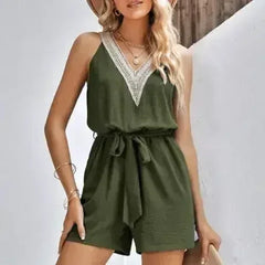 Women Sleeveless V-Neck Romper – Stylish Summer Romper - Femstylo