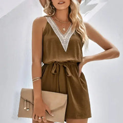 Women Sleeveless V-Neck Romper – Stylish Summer Romper - Femstylo