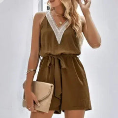 Women Sleeveless V-Neck Romper – Stylish Summer Romper - Femstylo