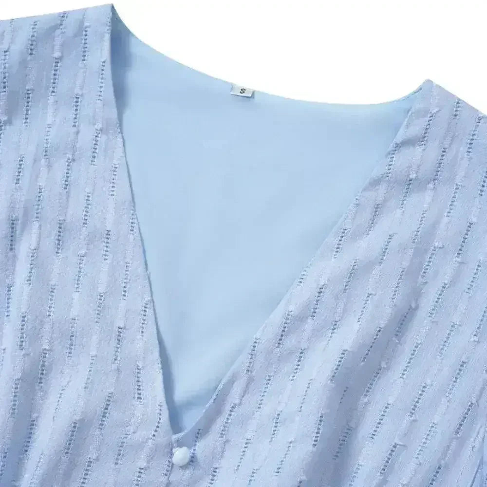 Women V Neck Ruffle Sleeve Summer Dress - Femstylo - Femstylo