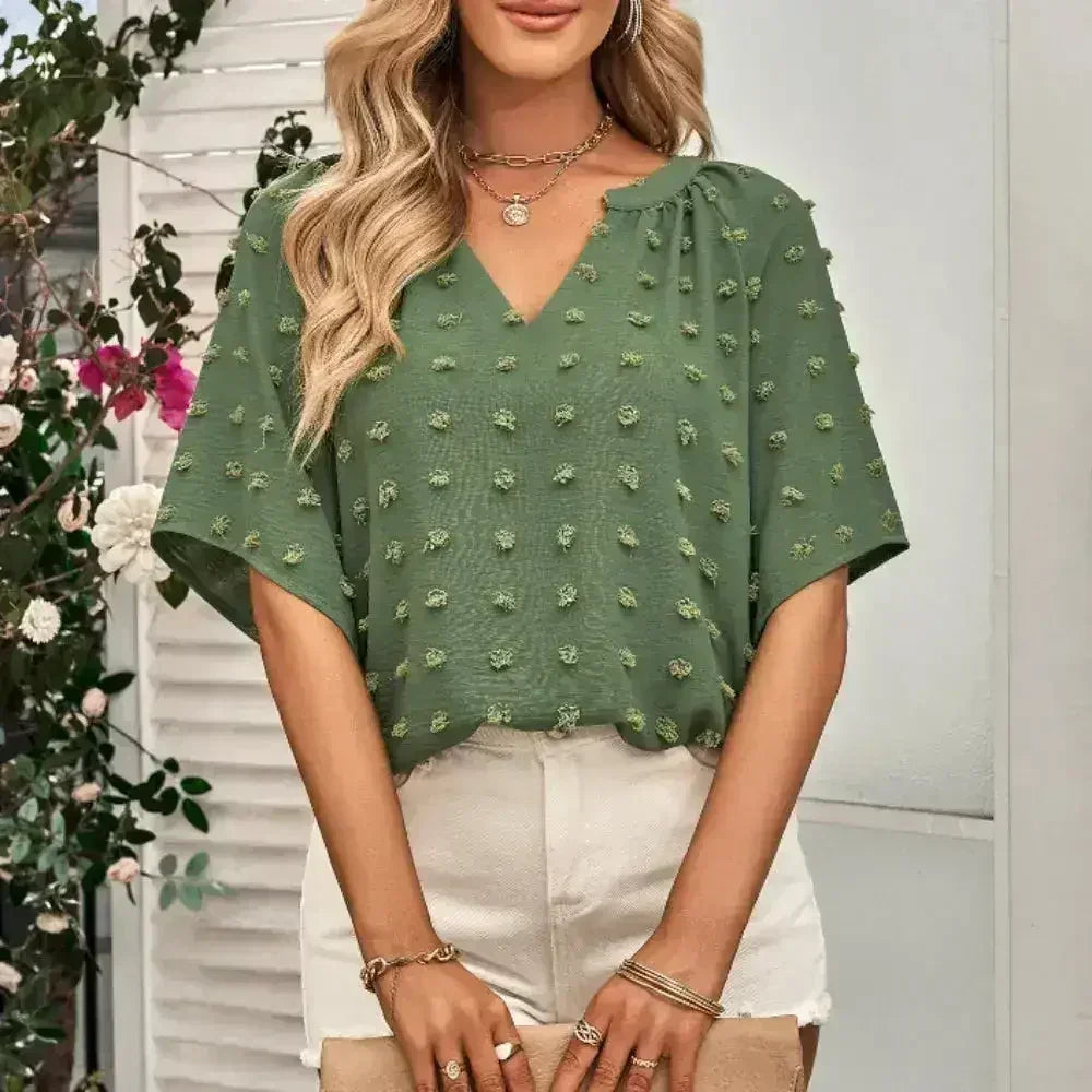 V-Neck Batwing Top - Summer Chiffon Blouse | Femstylo - Femstylo