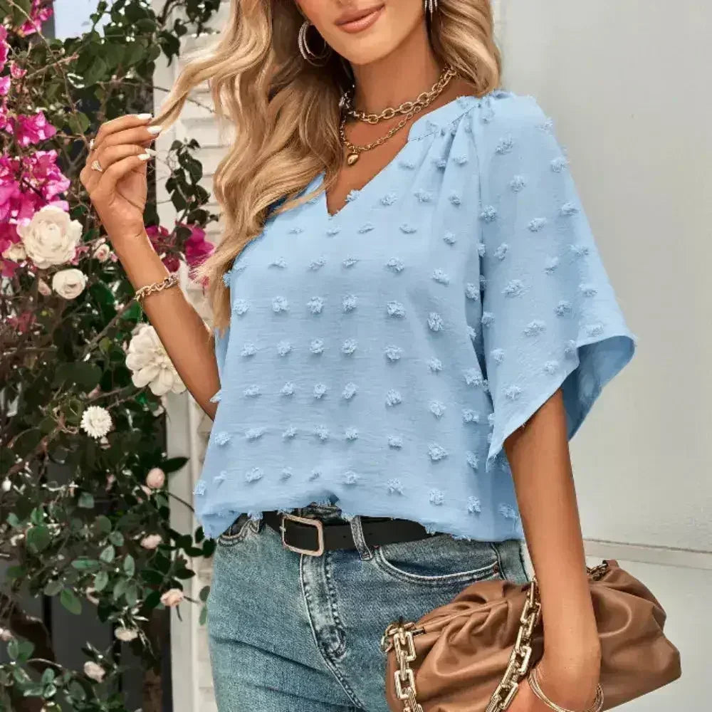 V-Neck Batwing Top - Summer Chiffon Blouse | Femstylo - Femstylo