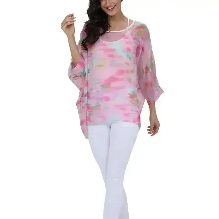 Unicorn Pink Chiffon Top - Whimsical One-Size Blouse | Femstylo - Femstylo
