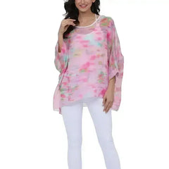 Unicorn Pink Chiffon Top - Whimsical One-Size Blouse | Femstylo - Femstylo