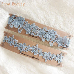 K03 2 PCS Sexy Lace Flower Crystal Pearls Wedding Garter Belt Thigh Ring Bridal Leg Garter Stocking Garter Belt Girl Women