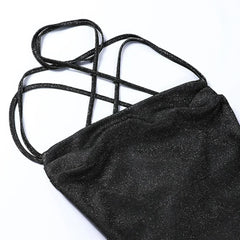 Sexy 90s Cowl-Neck Rave Dress - Glitter Y2K Clubwear | Femstylo