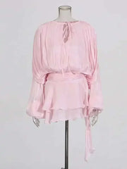 Women's A-Line Mini Dress with Long Sleeves & Empire Waist