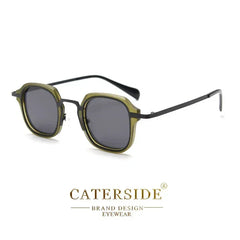 Caterside Punk Retro Polarized Sunglasses Men Mental Fashion Square Sun Glasses Women Outdoor Travel Driving Eyewear UV400