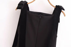 TFMLN Autumn New Women Dress 2024 Slim Chic Sleeveless Dress Bow Casual Mini Frock Female Fashion Elegant Short Party Dress