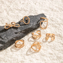 Docona Fashion Elegant Stacking Gold Colour Rings Geometric Design Ring Set Accessories Daily Festival Party Gifts 27910