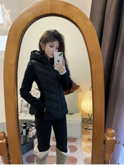 ETJ 2025 new traf women's elegant fashion patchwork long sleeve standing collar hooded cotton jacket sport coat 8073227