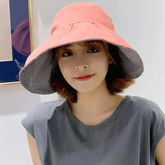 Foldable Sunscreen Hat New Big Brim Cotton Empty Top Cap Double Sided UV Protection Sun Hat