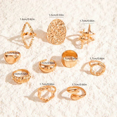 Docona Fashion Elegant Stacking Gold Colour Rings Geometric Design Ring Set Accessories Daily Festival Party Gifts 27910