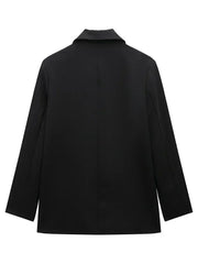 Willshela Women Fashion With Pockets Solid Double Breasted Blazer Vintage Long Sleeves Notched Neck Female Office Lady Outfits