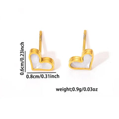 ANENJERY 316L Stainless Steel Heart Shell Necklace Bracelet Earrings For Women Girls Simple Fashion Jewelry Set Gifts Wholesale