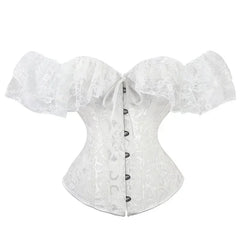 Fashion Princess Style Women Lingerie Bodyshaper Bridal Corset Bustier Tops For Women Short-Sleeve Lace Up Corselet Plus Size