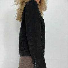 Rockmore Streetwear Double Zipper Denim Jackets Solid Casual Vintage Long Sleeve Outerwear Harajuku Cargo Style Women's Coats