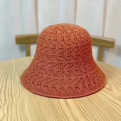 Outdoor Sunshade Hats Summer Breathable Hollow Knitted Korean Fashion Women Fisherman Hat Permeability Crochet Retro Bucket Hat