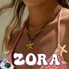 Zora Colorful Summer Holiday Style Conch Pendant Necklace Women's 18K Gold-plated Stainless Steel Multi Charm Fashion Jewelry