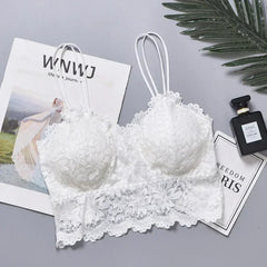 Women Wireless Lace Flower Bra Push Up Bralette Sexy Lingerie Full Cup Backless Vest Brassiere Soft Top Plus Size Underwear