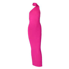 Hugcitar One Shoulder Backless Adjustable Scarf Loop Ruched Sexy Maxi Dress Women Elegant Y2K Streetwear Festival Outfit