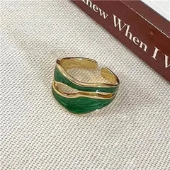 Vintage White Enamel Metal Irregular Shape Geometric Open Adjustable Ring for Women Girl Jewelry Birthday Gifts Anillo Hombre