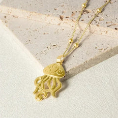 1Pc Temperament Fashion Summer Beach Blue Marine Life Sea Horse Shell Turtle Mini Fish Bead Necklace Classic Clavicle Chain