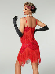 1920s Flapper Dress - Sequin Beaded Gatsby Fringe Mini - Plus Size