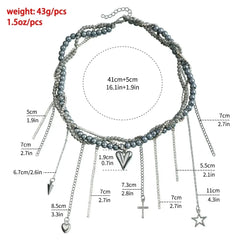 Fashion Heart Beaded Necklace for Women Boho Elegant Irregular Crystal Chain Y2K Choker Exquisite Party Gift Jewelry Accessories