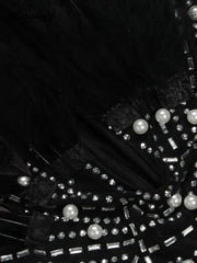 Znaiml Sexy Feathers Rhinestones Backless Diamond Sheer Mesh Bodycon Dresses for Woman Rave Club Birthday Party Night Vestidos