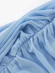 Weird Puss See Through Dress Women Backless Sleeveless Tassel Double Deck Pleated Sexy Midnight Clubwear Party Mini Bodycon