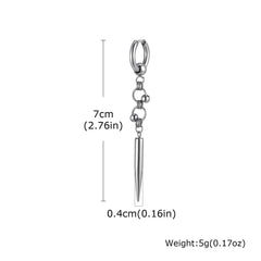 Punk Men's Huggies Earrings,Vintage Long Chain Stainless Steel Ear Drop,Stylish Cross Earring Gift