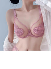 Lingerie Women's Thin BrasLace Full Cup BrasBeautifully Embroidered BrasAnti-SaggingUltra-Thin Bras