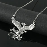 Exaggerated Vintage Silver Color Phoenix Pendant Necklace Classic TV Shows Creative Accessories Men Women Jewelry Accessories