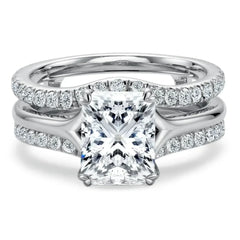 DEZO 4.05cttw All Moissanite S925 Silver Wedding Ring Sets for Women Main Stone 3ct Radiant Cut D Color GRA Certificate