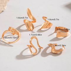Docona Fashion Elegant Stacking Gold Colour Rings Geometric Design Ring Set Accessories Daily Festival Party Gifts 27910