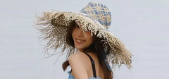Women Wide Brim Straw Hat with Chin Strap Summer Sun Hats UV Sun Protection Beach Hat Wind Lanyard UPF Derby Travel Hat