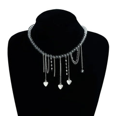Fashion Heart Beaded Necklace for Women Boho Elegant Irregular Crystal Chain Y2K Choker Exquisite Party Gift Jewelry Accessories
