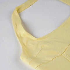 Tornova Vacation Halter Mini Dress For Women Solid High Waist Puffy Dress Ruffled Splice Fashion Sexy Slim Dress 2025 Summer New