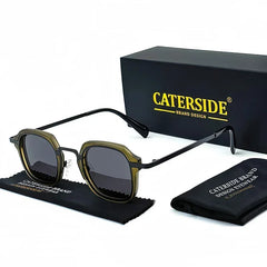 Caterside Punk Retro Polarized Sunglasses Men Mental Fashion Square Sun Glasses Women Outdoor Travel Driving Eyewear UV400