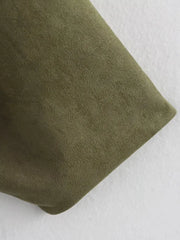 ETJ 2025 TRAF Spring new women's suede texture effect Loose version of fashion lapel shoulder bomber jacket