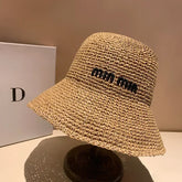 2025 Letter Sun Hat for Women Straw Beach Hats Women Large Wide Brim Foldable Hat Fashion Designer Outdoor Korean Bucket Hat