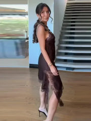 Women’s Asymmetrical Sling Dress - V-Neck Party Wear Spring 2025