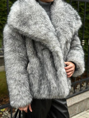 Fashion Warm Long Sleeves Lapel Coats Elegant Thicken Fur Coat For Women Casual Solid 2025 Winter New Lady Faux Fur Coat Street