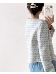 ITOOLIN Autumn Winter Women Elegant Tweed Cardigan Short Coat With Pocket Single Breasted Jacket For Women Loose Outwear 2024