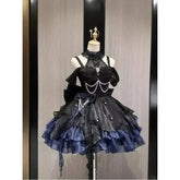 2025 Women Kawaii Ruffles Bow Suspender Princess Dresses Gothic Lolita Jsk Mini Dress Girl Sweet Fairy Party Trailing Dress