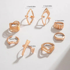Docona Fashion Elegant Stacking Gold Colour Rings Geometric Design Ring Set Accessories Daily Festival Party Gifts 27910